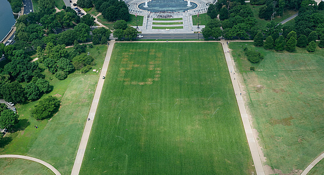 Výzva k odstranění Trumpa? Na trávníku ve Washingtonu se objevil číselný symbol